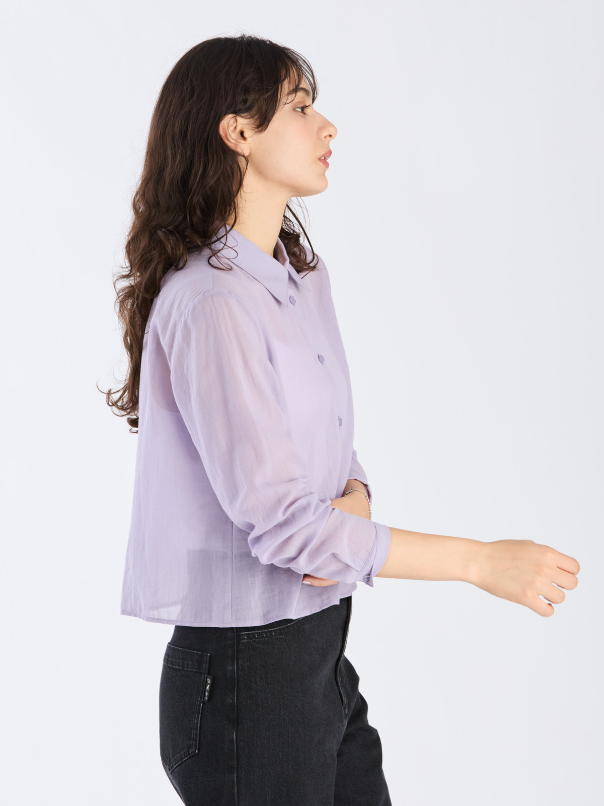 To b. by agnès b. 【Outlet】シアー コットン ロングスリーブ シャツ パープル系その他