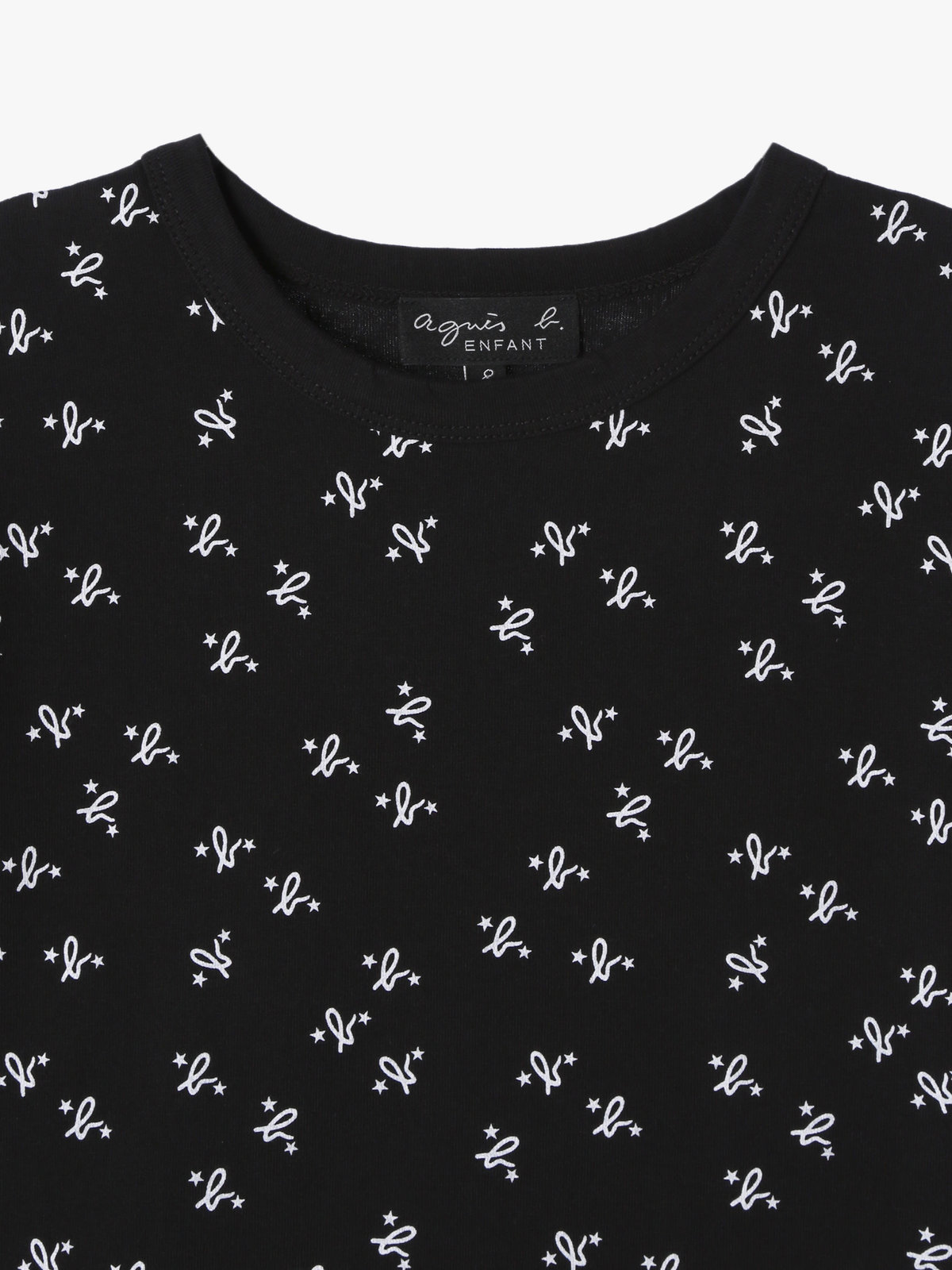 ENFANT ユニセックス キッズ 総柄プリント オーガニックコットン 半袖Tシャツ ブラック