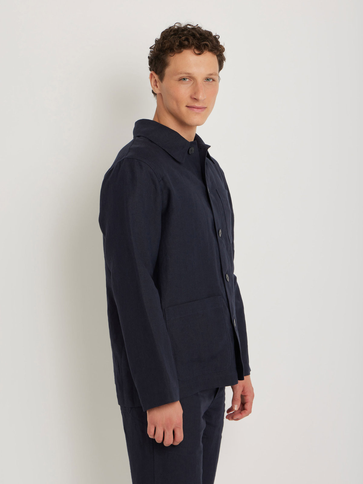 HOMME メンズ メンズ リネン 長袖 ジャケット "Sanshui" ブルー系その他