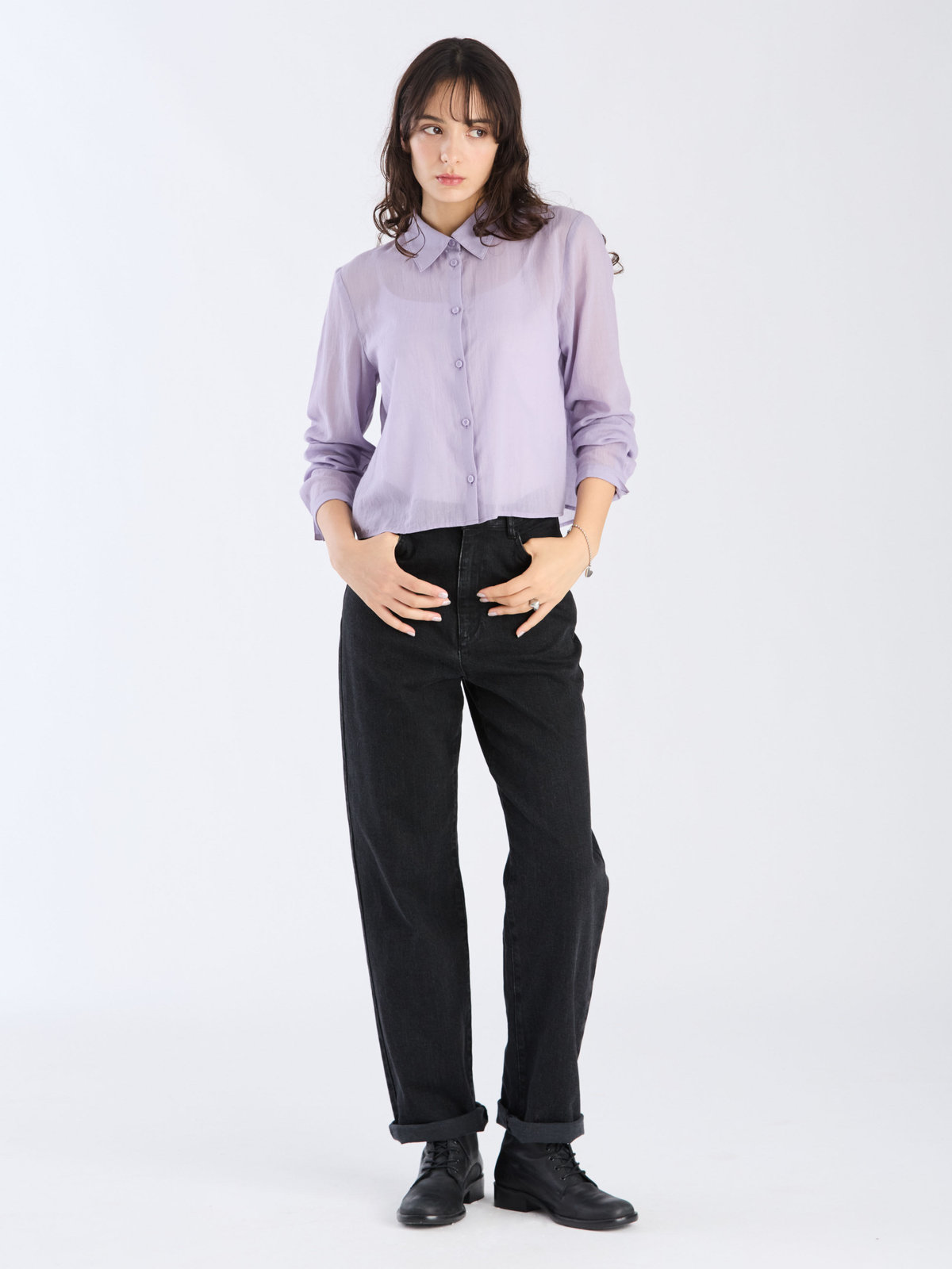 To b. by agnès b. 【Outlet】シアー コットン ロングスリーブ シャツ パープル系その他