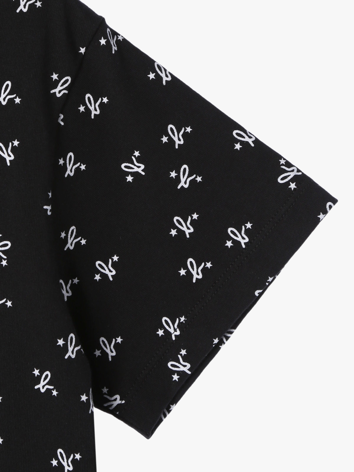 ENFANT ユニセックス キッズ 総柄プリント オーガニックコットン 半袖Tシャツ ブラック