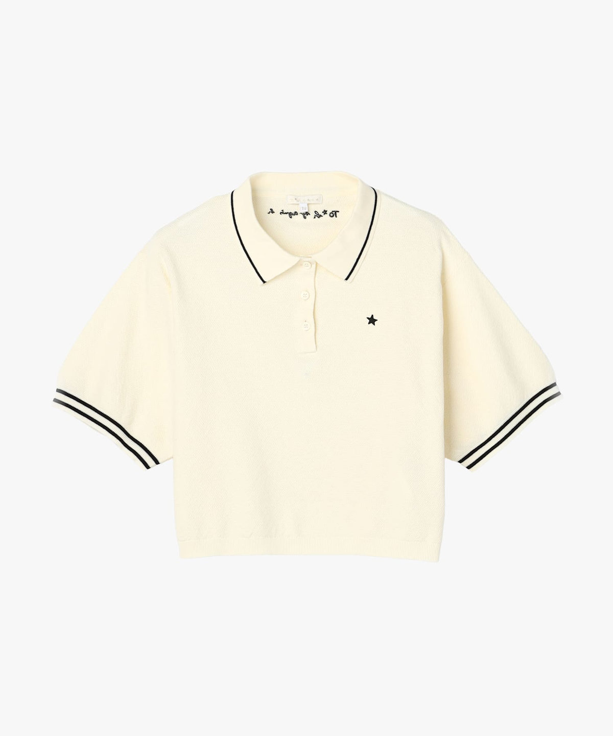 To b. by agnès b. スター 刺繍 コットン 半袖 ニット ポロシャツ ブラック系その他