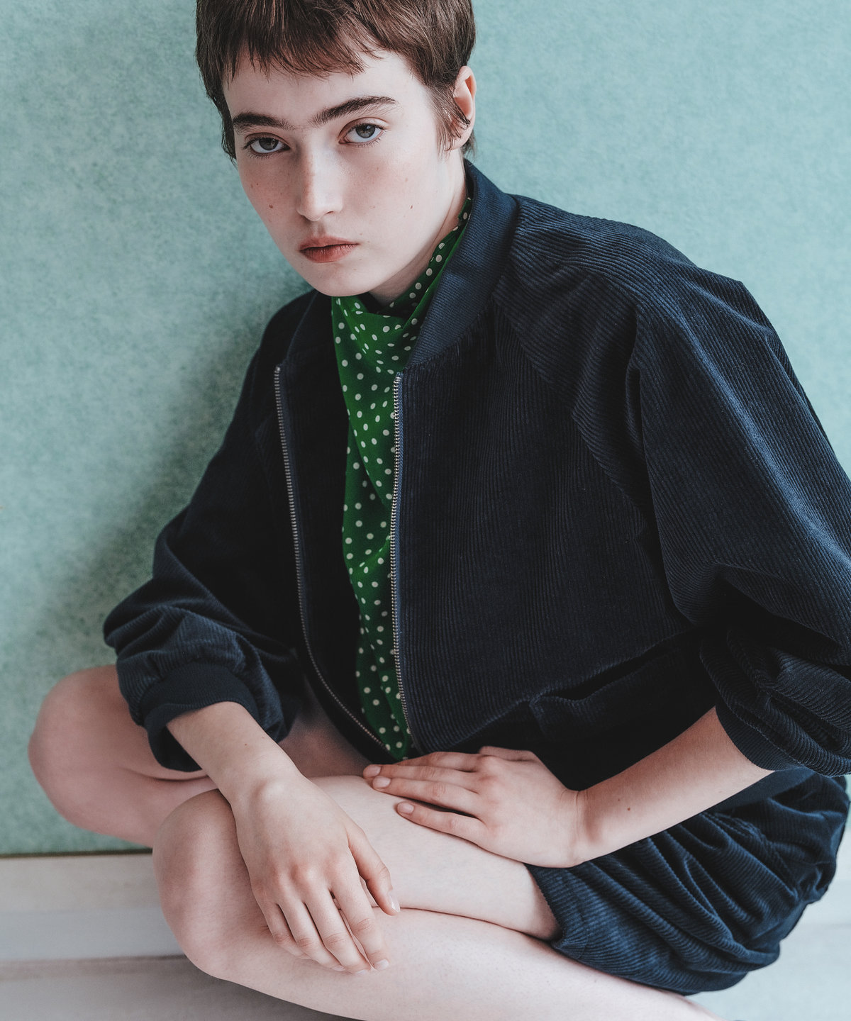 To b. by agnès b. コットン コーデュロイ キュロット ネイビー