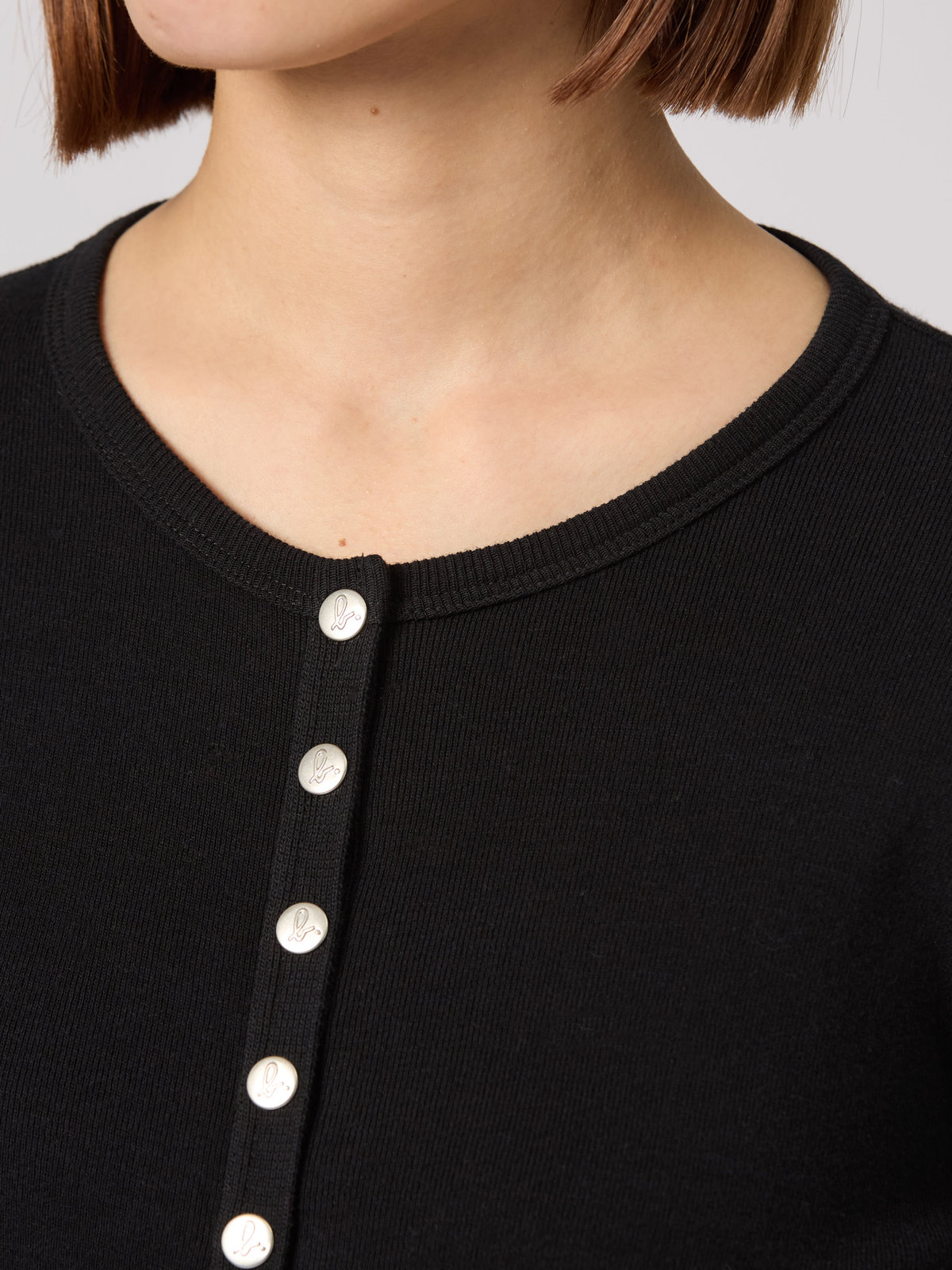 FEMME ウィメンズ コットン ニット 長袖 カーディガンプレッション "Swing" ブラック