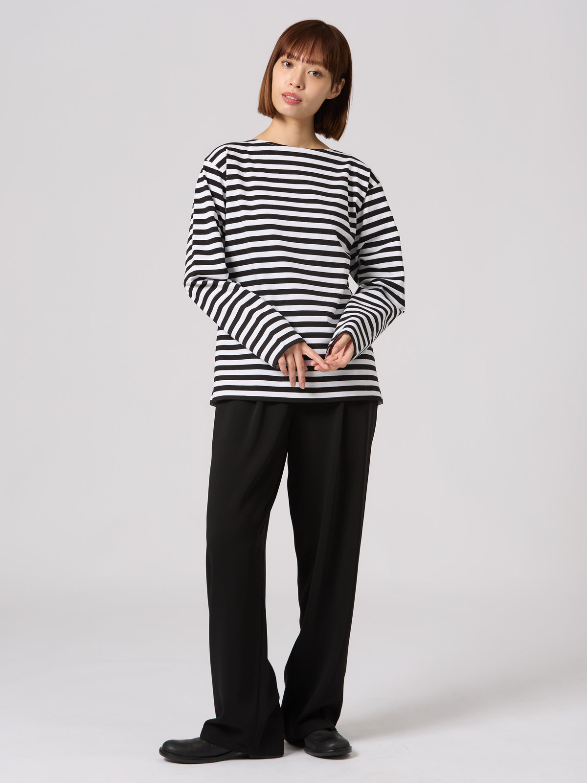 FEMME ウィメンズ 【Outlet】WEB限定 J008 ボーダーTシャツ ホワイト×ブラック