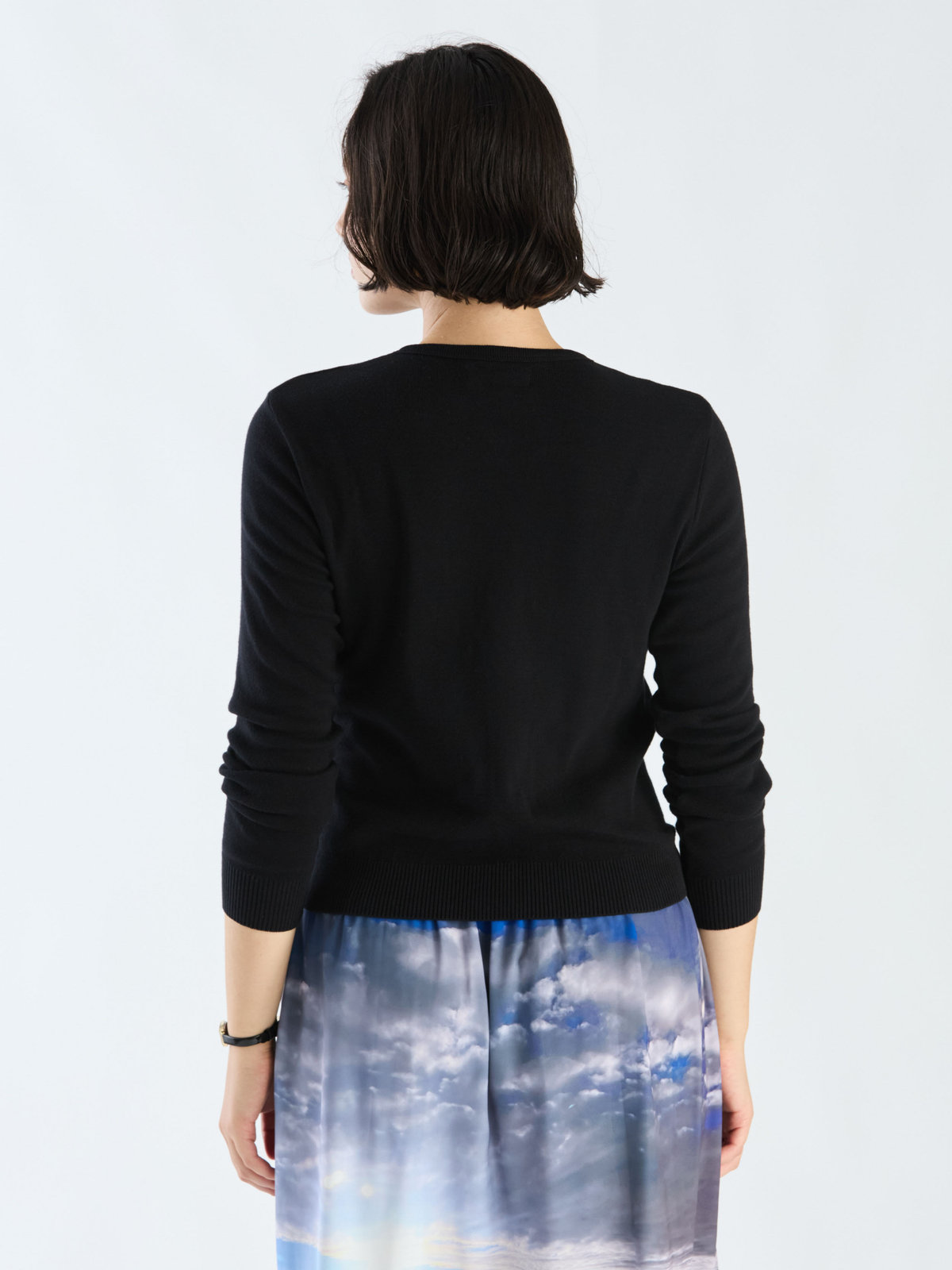 FEMME ウィメンズ コットン ニット 長袖 カーディガンプレッション "Swing" ブラック