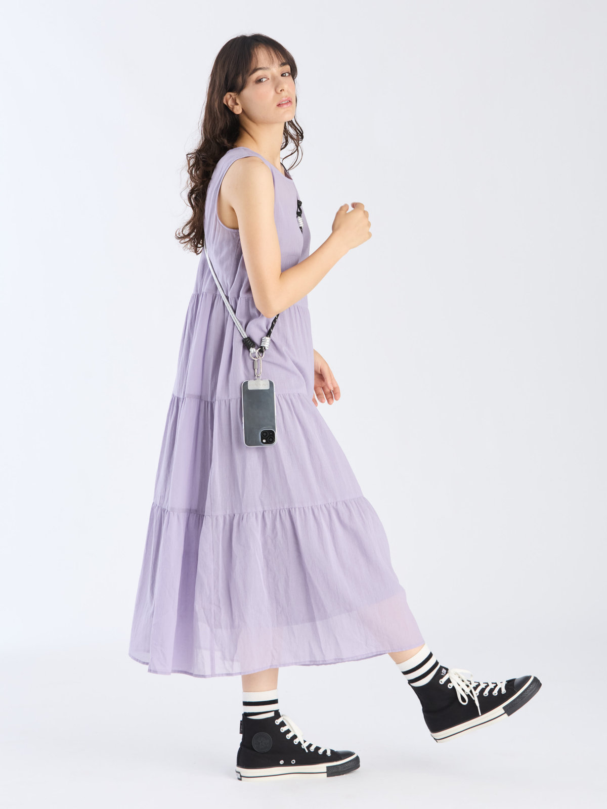 To b. by agnès b. 【Outlet】シアー コットン ロングワンピース パープル系その他