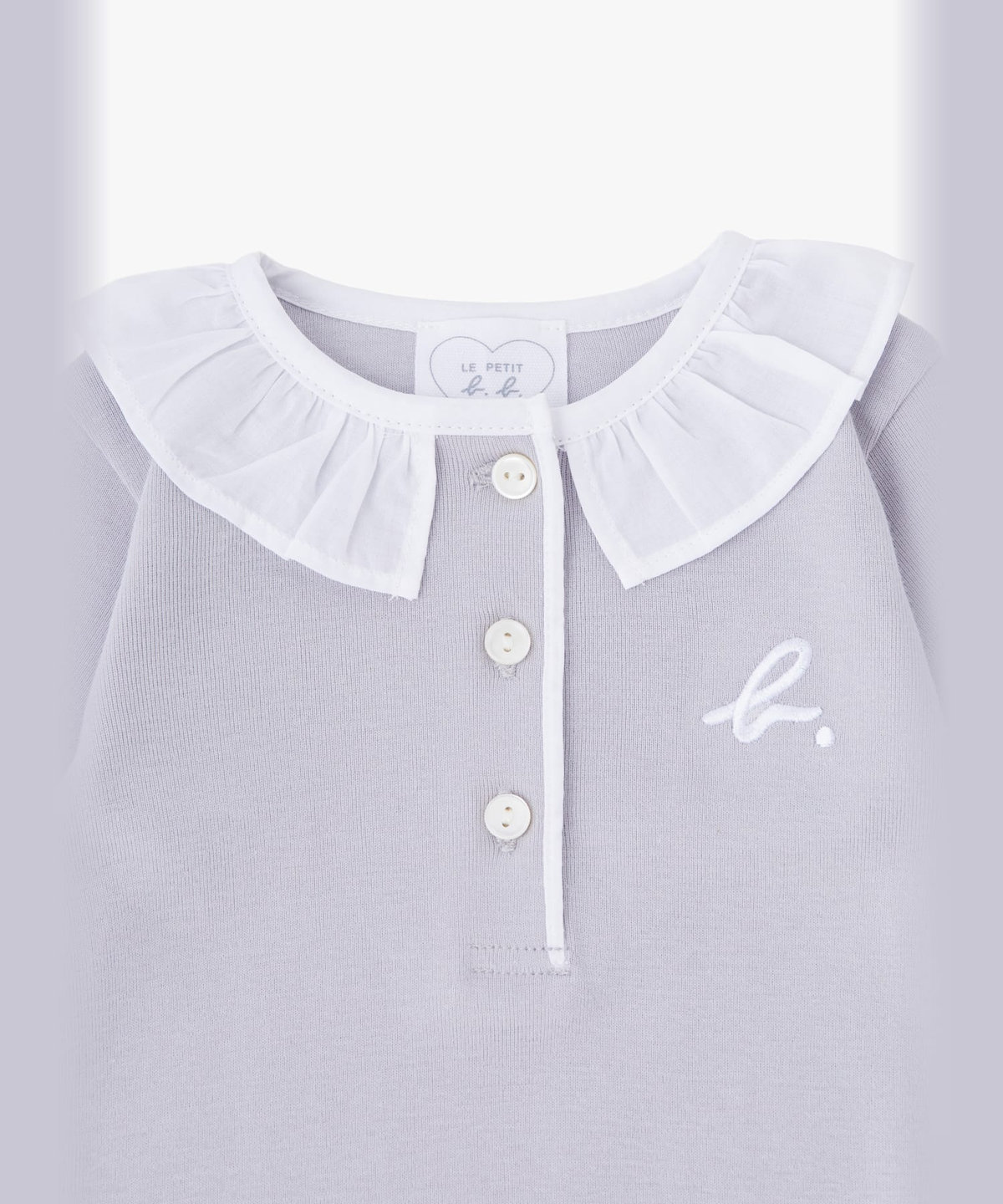 ENFANT ベビー ベビー "b." ロゴ コットン 長袖 コンビネゾン グレー