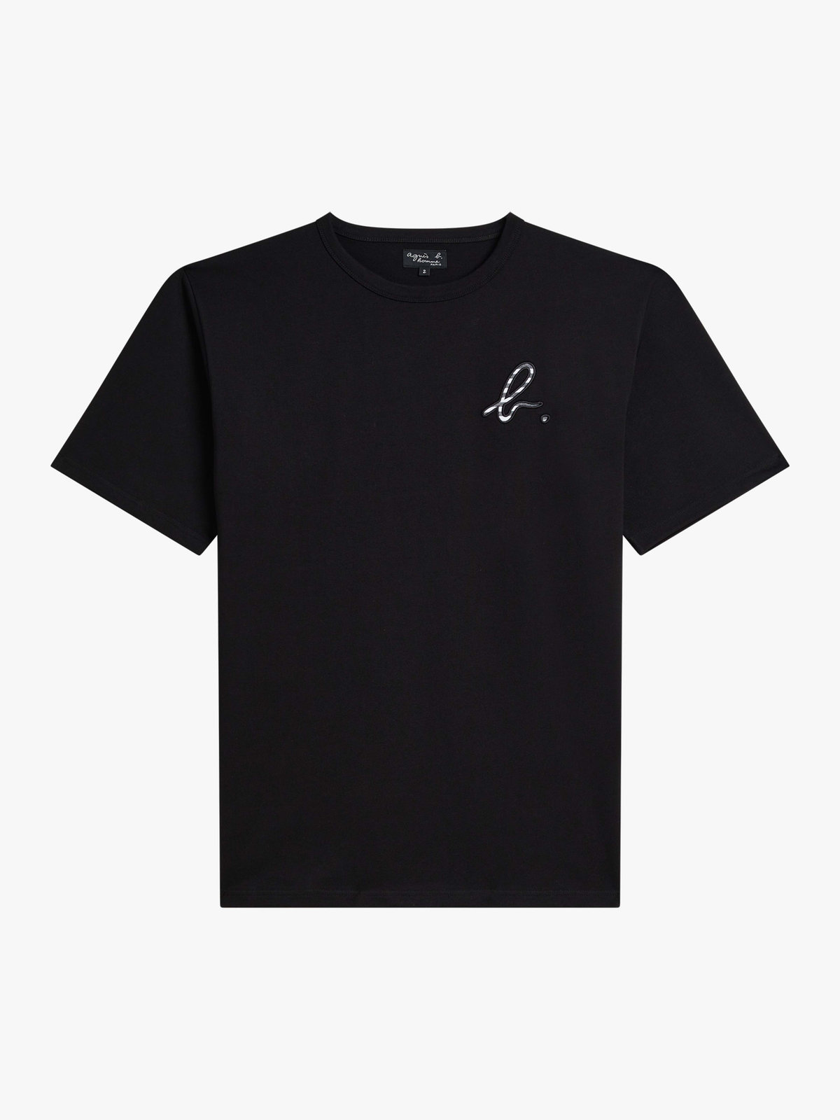 HOMME メンズ メンズ "b."ロゴ 刺繍 コットン 半袖 Tシャツ "Chris" ブラック