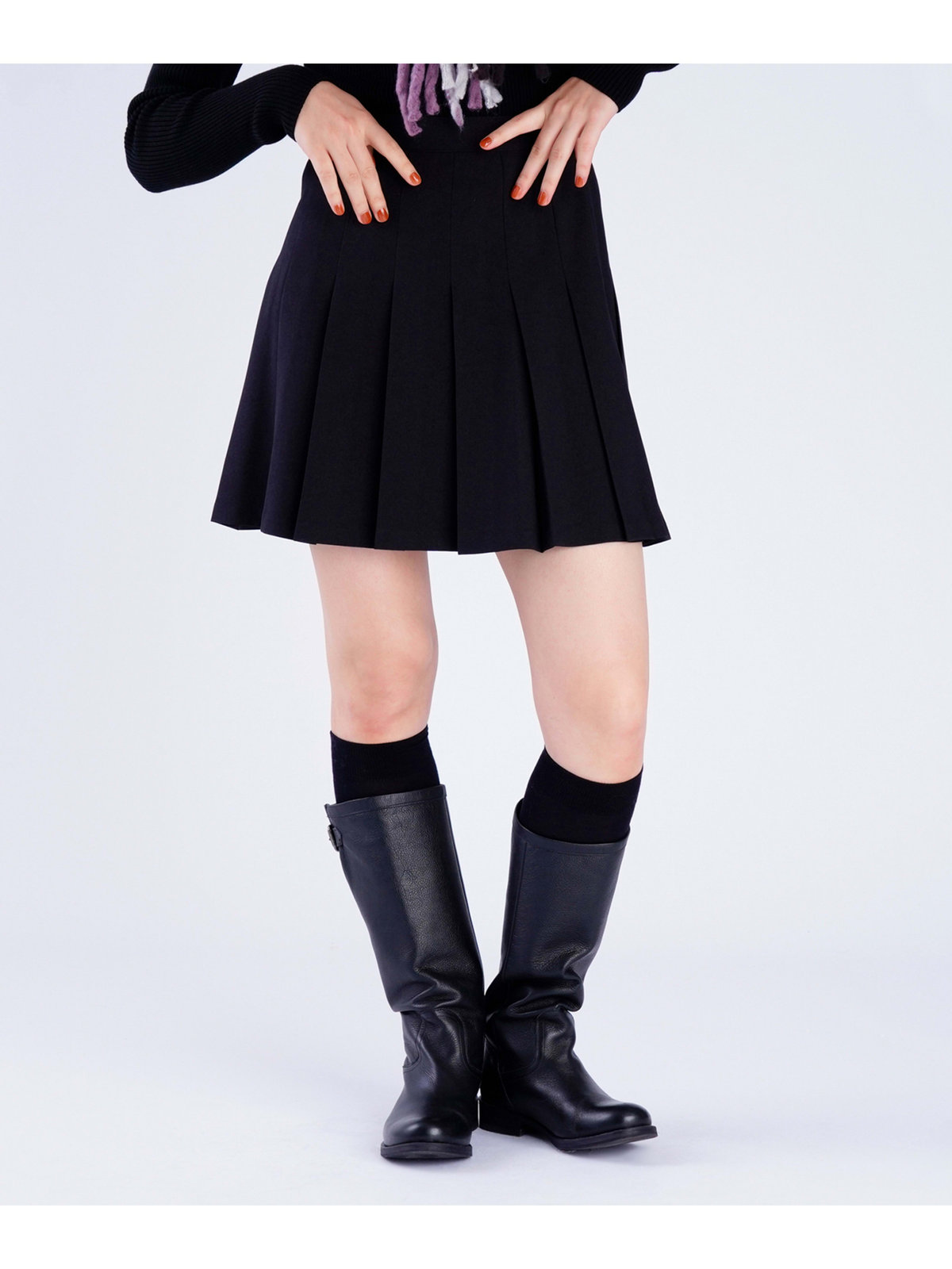 To b. by agnès b. プリーツ ミニスカート ブラック