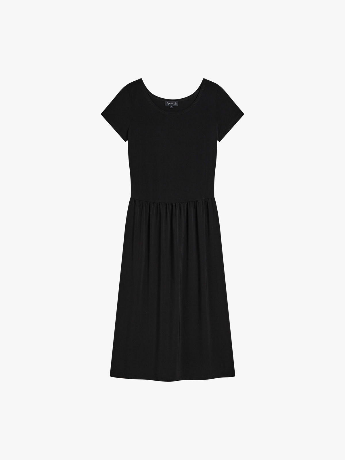 FEMME ウィメンズ ジャージー クレープ 半袖 ワンピース "Pilar" ブラック