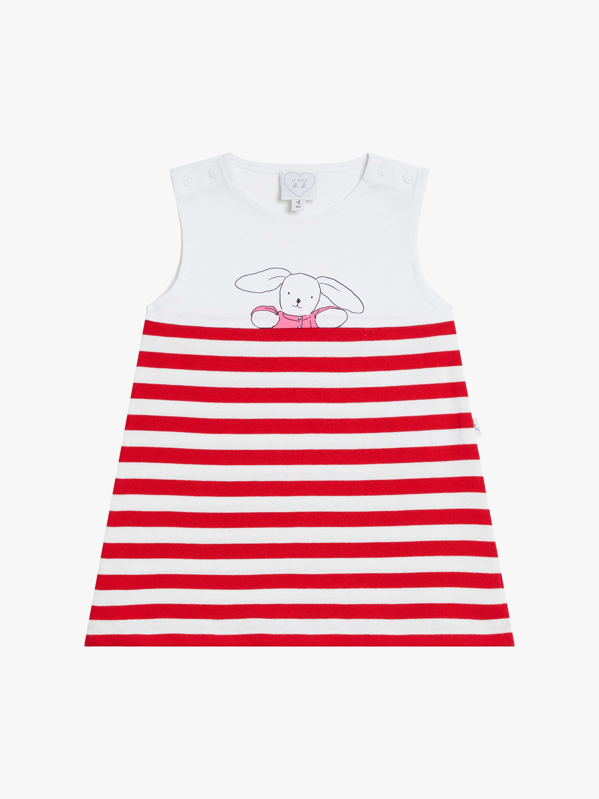 ENFANT ベビー ベビー プリント ノースリーブ ワンピース "Doudou" ホワイト