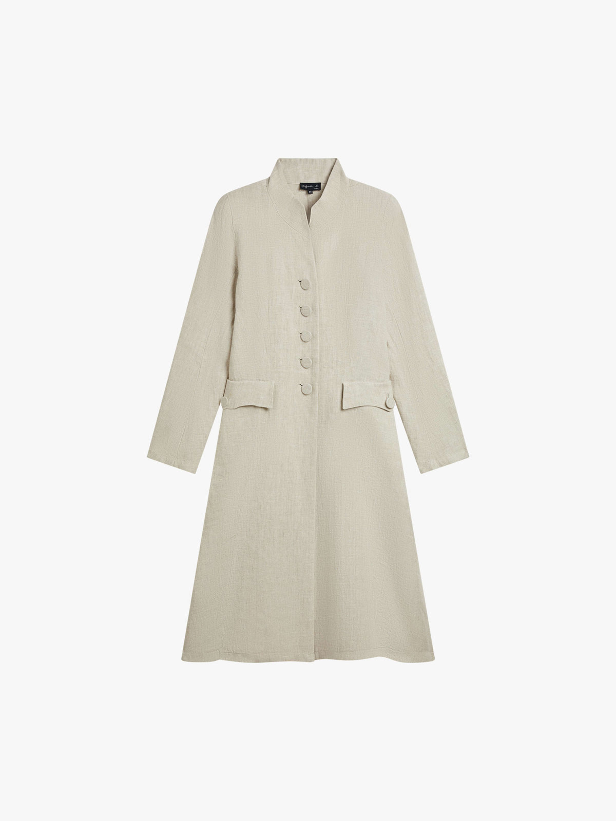 FEMME ウィメンズ リネン スタンドカラー フロックコート "Redingote" ブラウン系その他