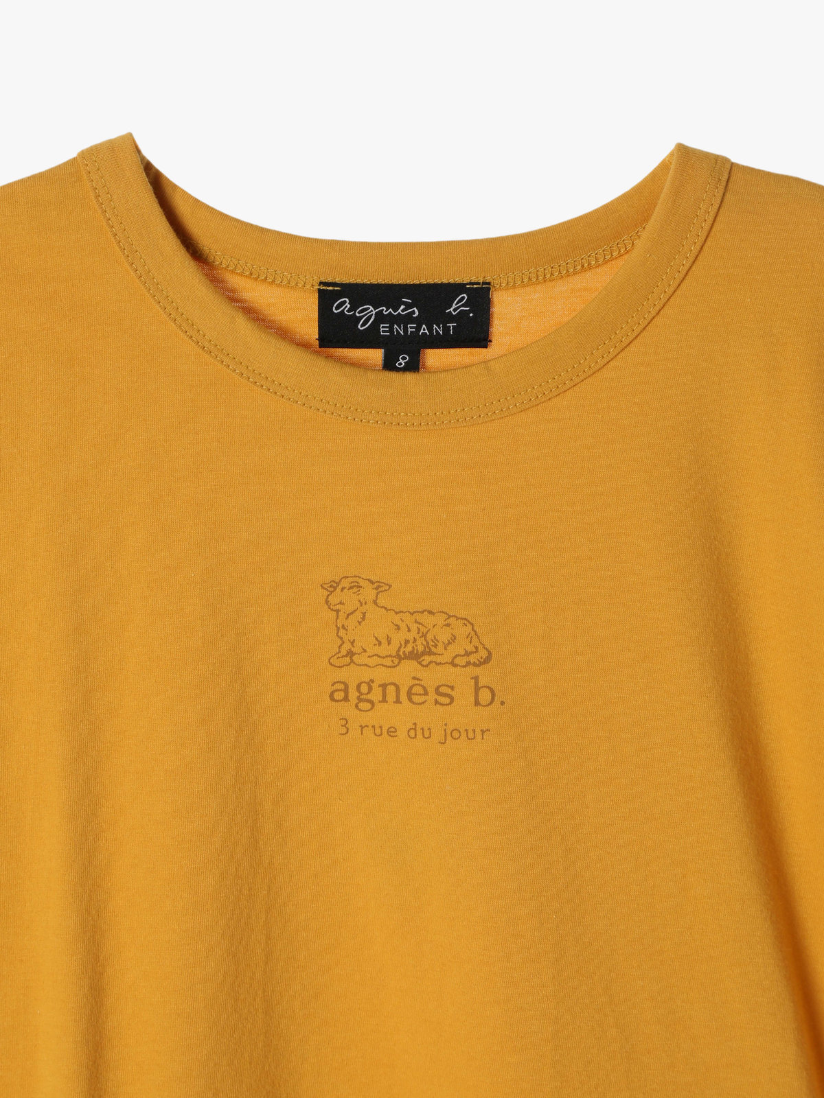 ENFANT ユニセックス キッズ ロゴ コットン 半袖 Tシャツ Agneau マスタード