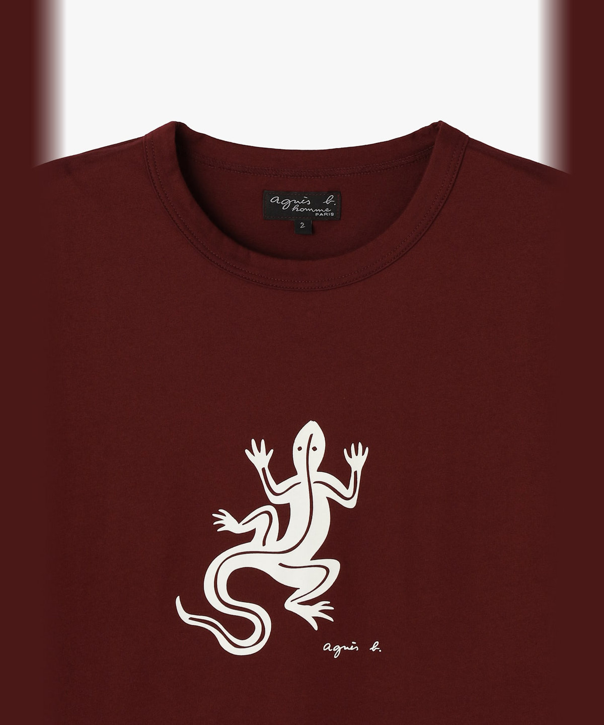HOMME メンズ メンズ アイコニック コットン 半袖 Tシャツ "Lezard" ボルドー
