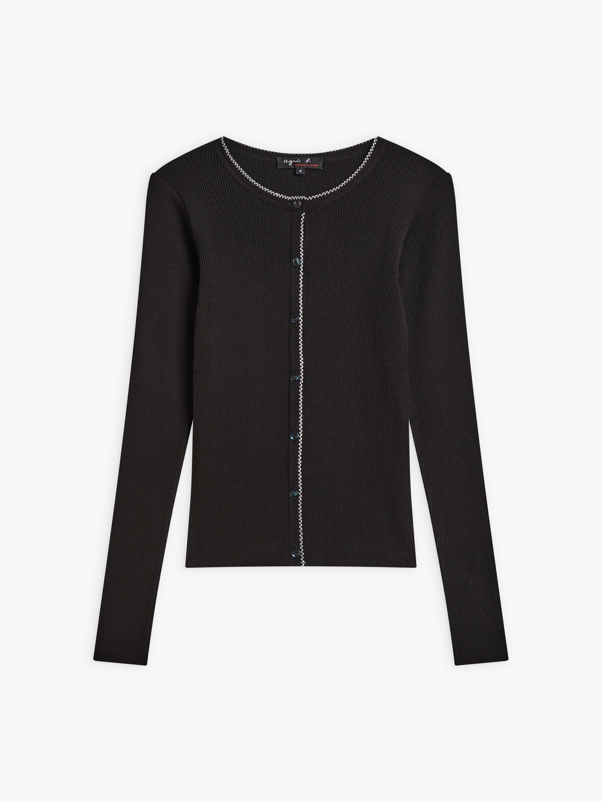 FEMME ウィメンズ 【Outlet】コットン ウール 長袖 リブカーディガン "Berthillon" ブラック