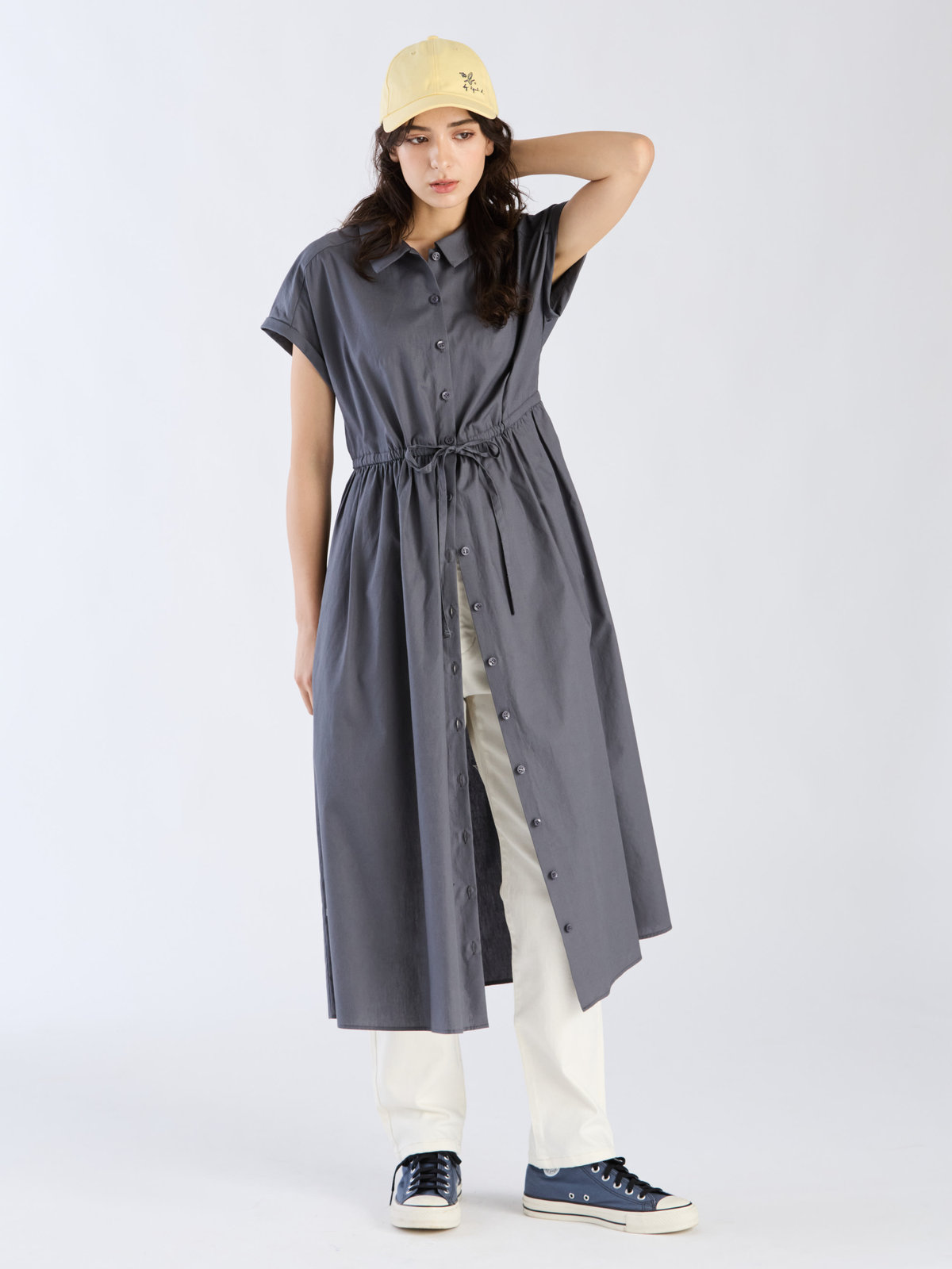 To b. by agnès b. コットン レディ ドレス チャコールグレー
