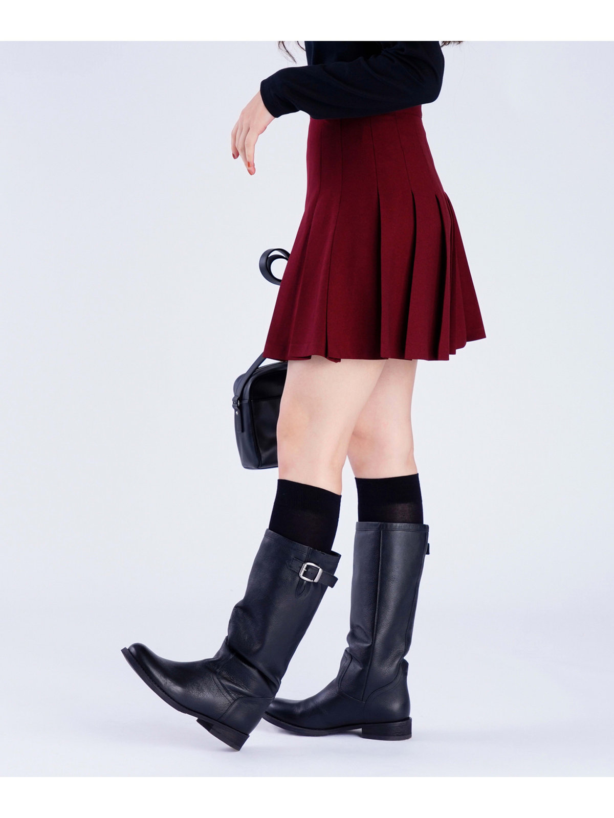 To b. by agnès b. 【Outlet】プリーツ ミニスカート ボルドー