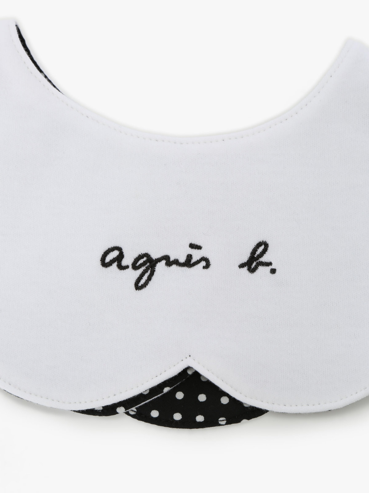 ENFANT ベビー ベビー ロゴ刺繍 スカラップ リバーシブルスタイ ブラック