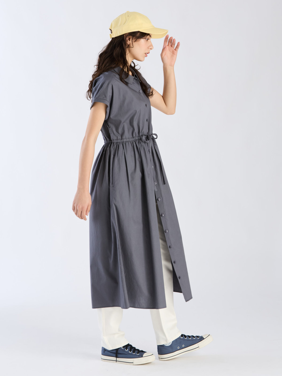 To b. by agnès b. コットン レディ ドレス チャコールグレー