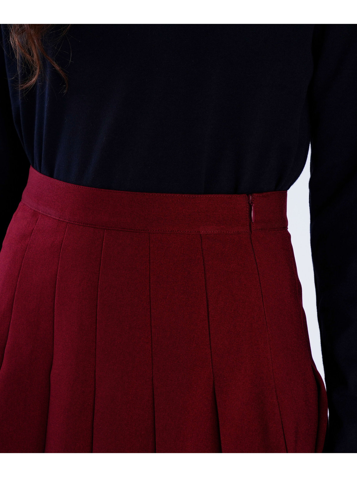 To b. by agnès b. 【Outlet】プリーツ ミニスカート ボルドー