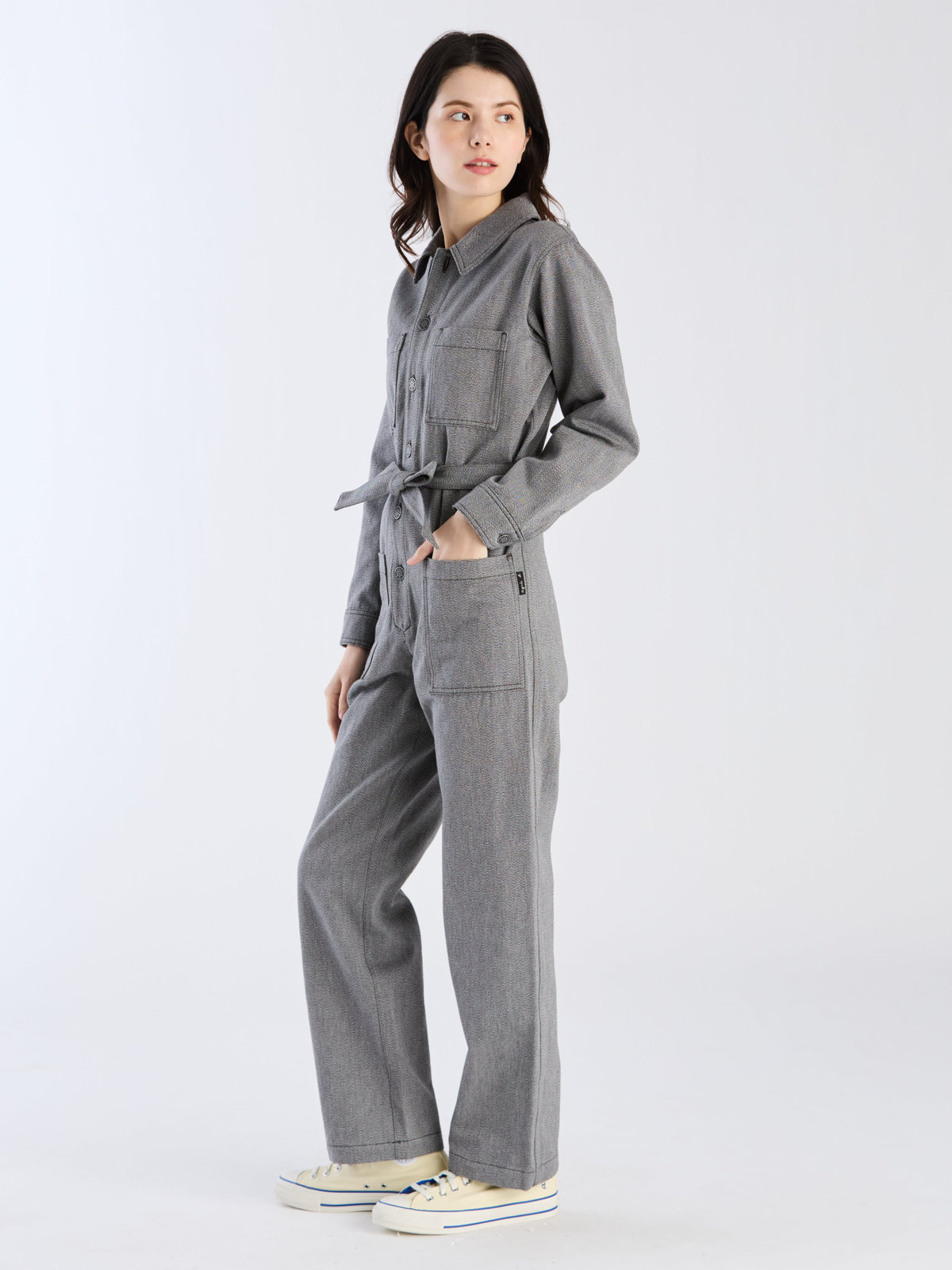 FEMME ウィメンズ コットン 長袖 コンビネゾン グレー
