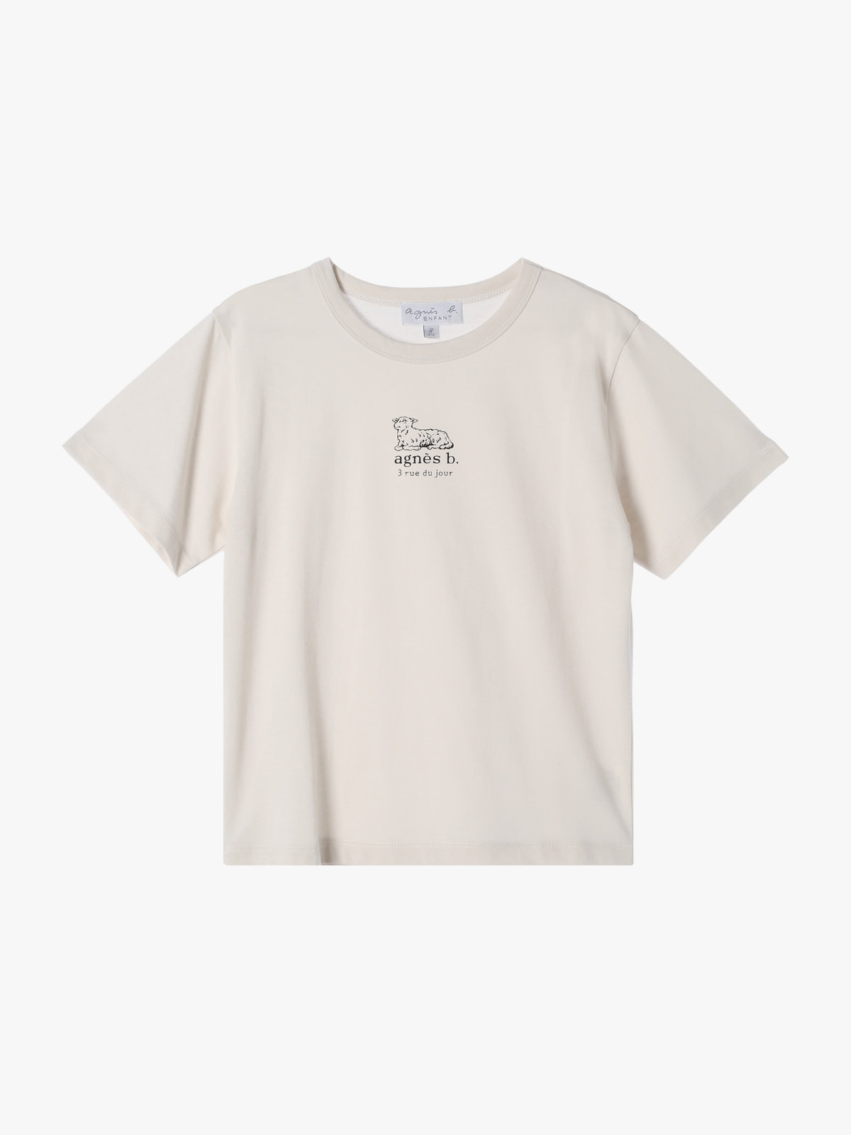 ENFANT ユニセックス キッズ ロゴ コットン 半袖 Tシャツ Agneau ベージュ