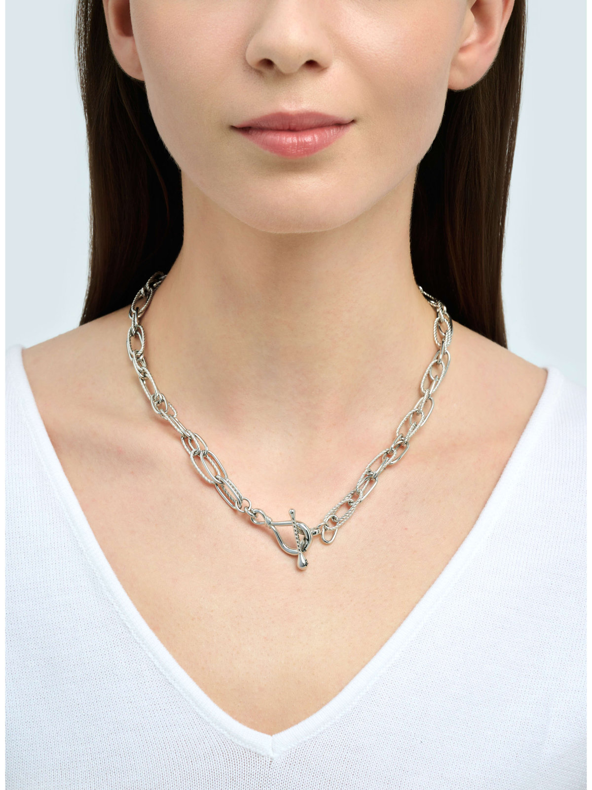 FEMME ウィメンズ ツイスト フープ ネックレス "Anchor Knot" シルバー