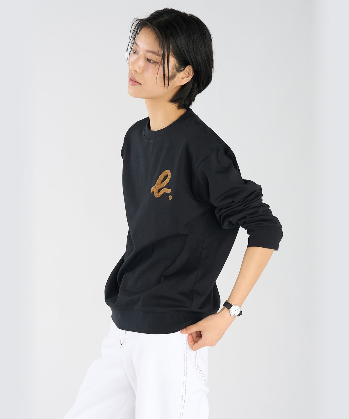 FEMME ウィメンズ "b."ロゴ コットン 長袖 スウェット ブルー系その他