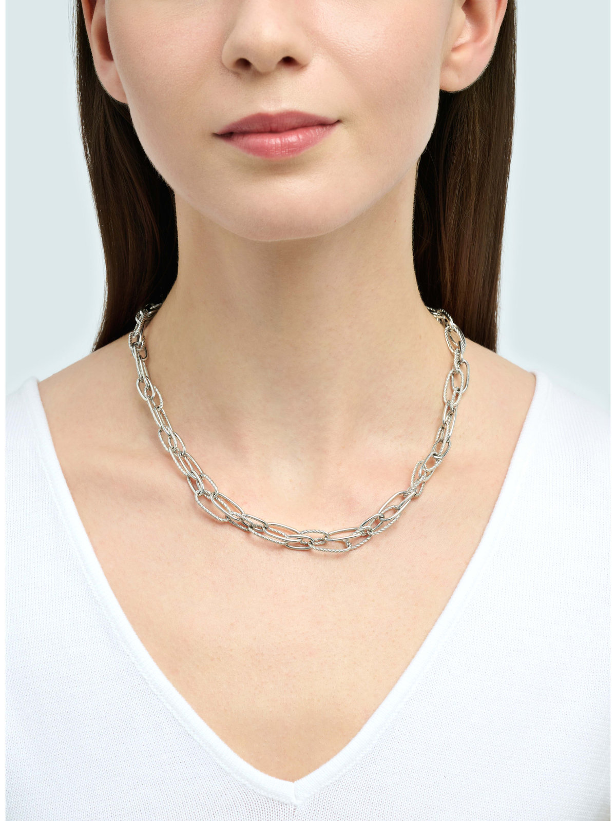 FEMME ウィメンズ ツイスト フープ ネックレス "Anchor Knot" シルバー