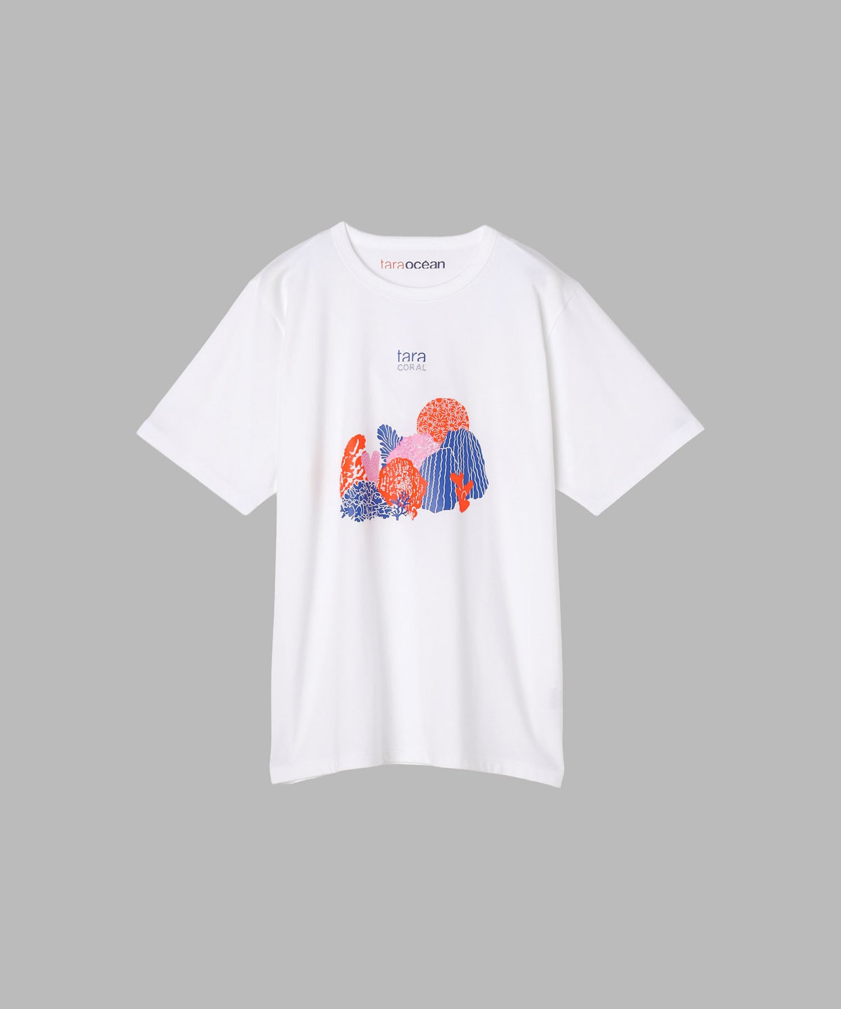 FEMME ウィメンズ TARA プリント オーガニックコットン 半袖 Tシャツ "Coral" ホワイト