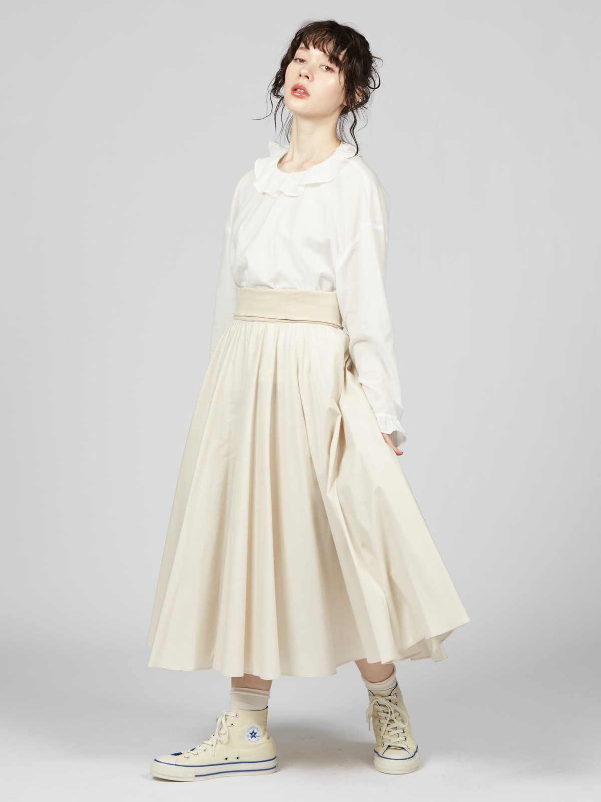 To b. by agnès b. コットン サーキュラー スカート オフホワイト