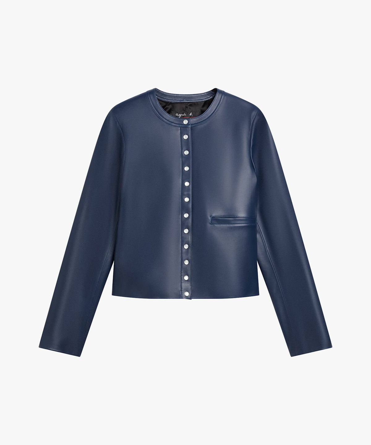 FEMME ウィメンズ ラムスキン レザー 長袖 カーディガンプレッション "Phone" ネイビー