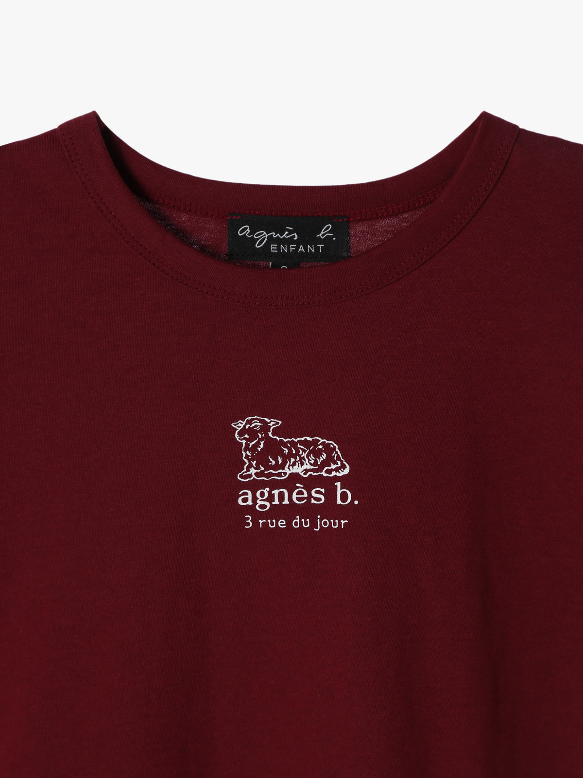 ENFANT ユニセックス キッズ ロゴ コットン 半袖 Tシャツ Agneau ボルドー