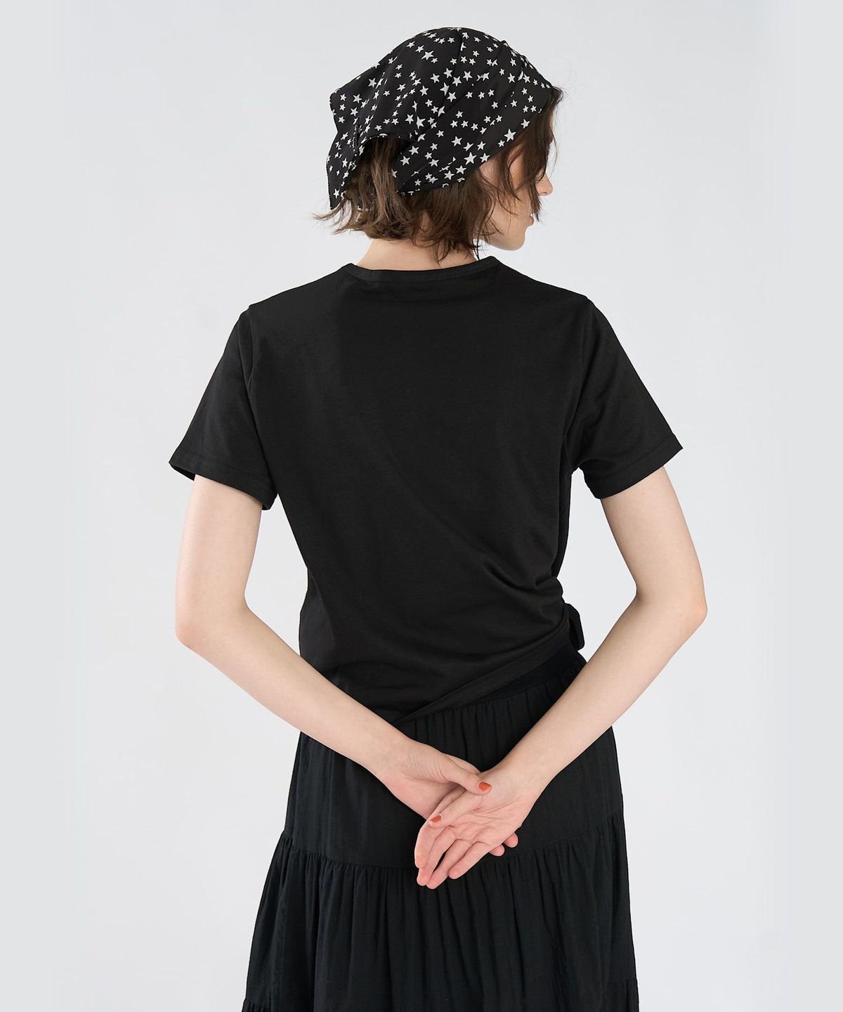 To b. by agnès b. ロゴ刺繍 ハート プリント コットン 半袖 Tシャツ ブラック