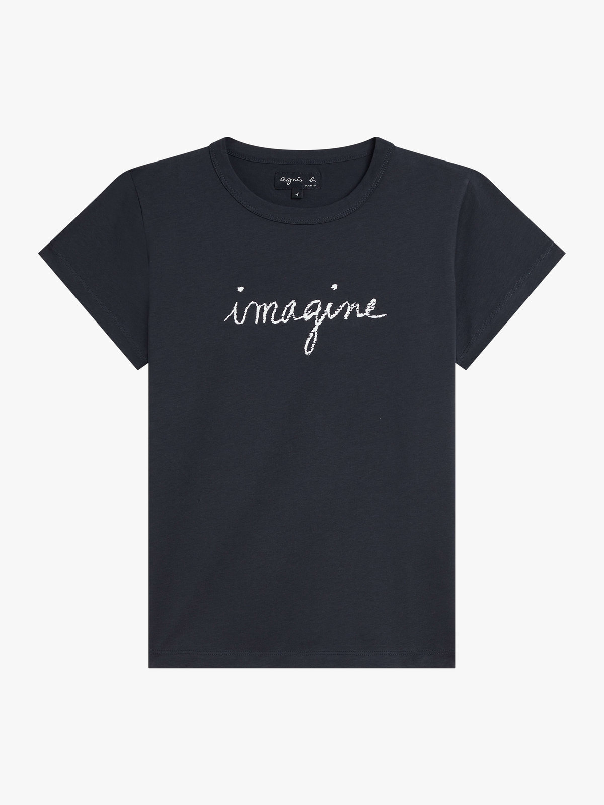 FEMME ウィメンズ メッセージ プリント コットン 半袖 Tシャツ ”imagine” グレー
