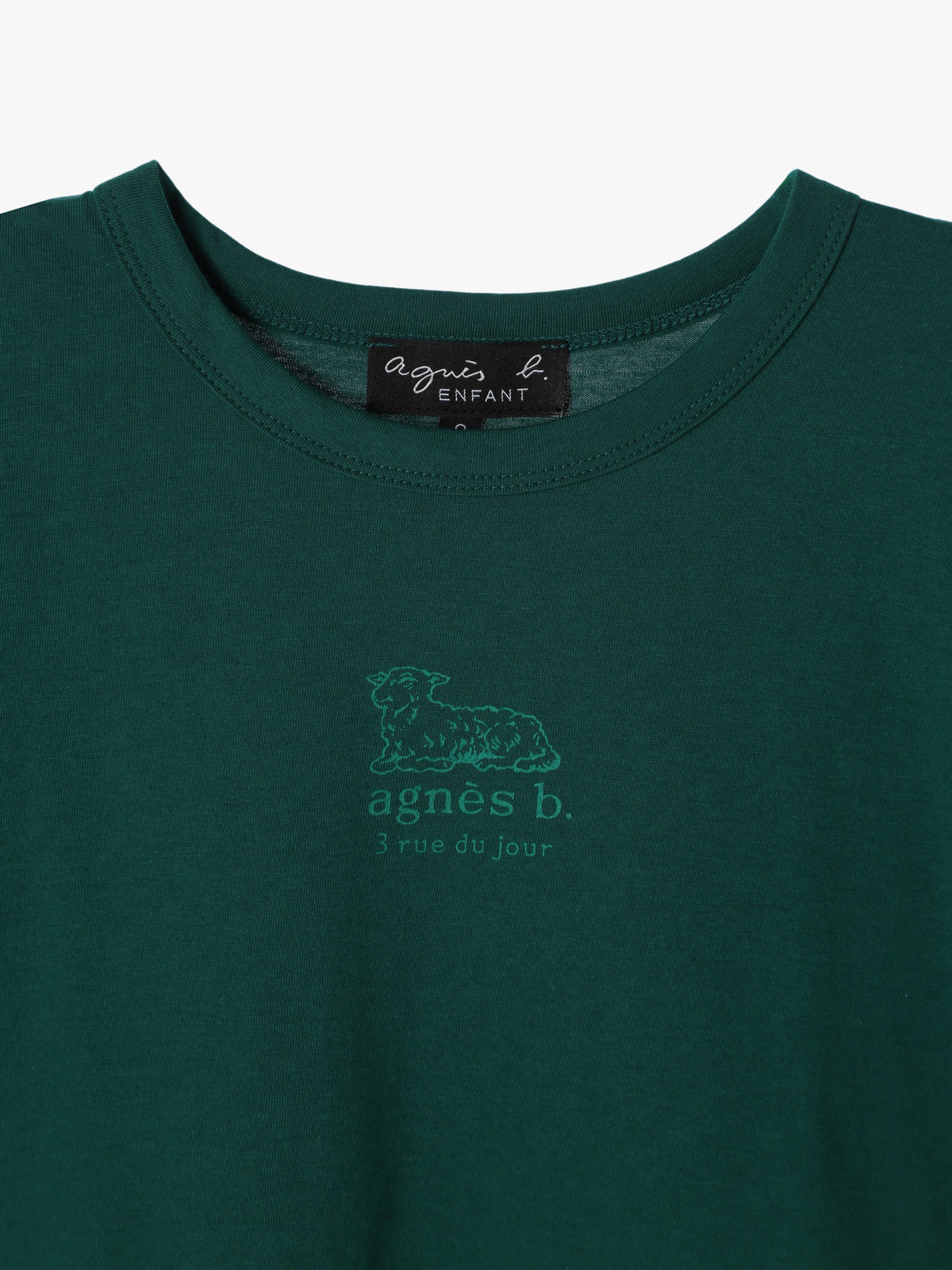 ENFANT ユニセックス キッズ ロゴ コットン 半袖 Tシャツ Agneau グリーン