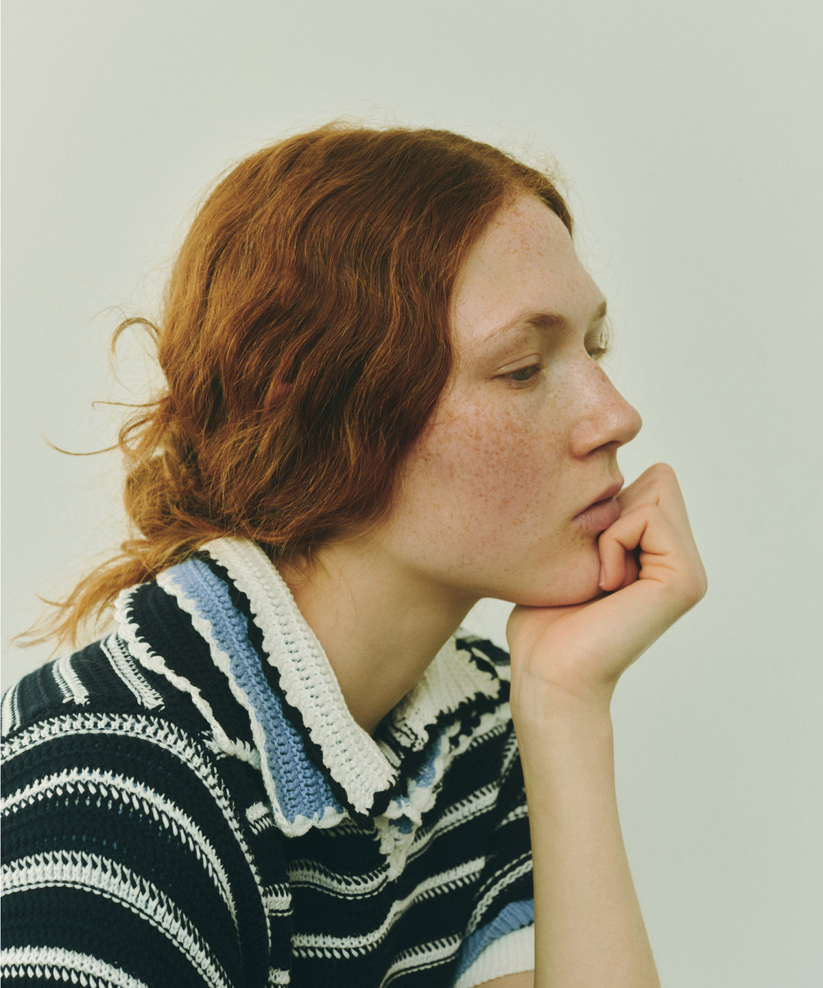 To b. by agnès b. カラーボーダー コットン 半袖 ニットポロ ネイビー