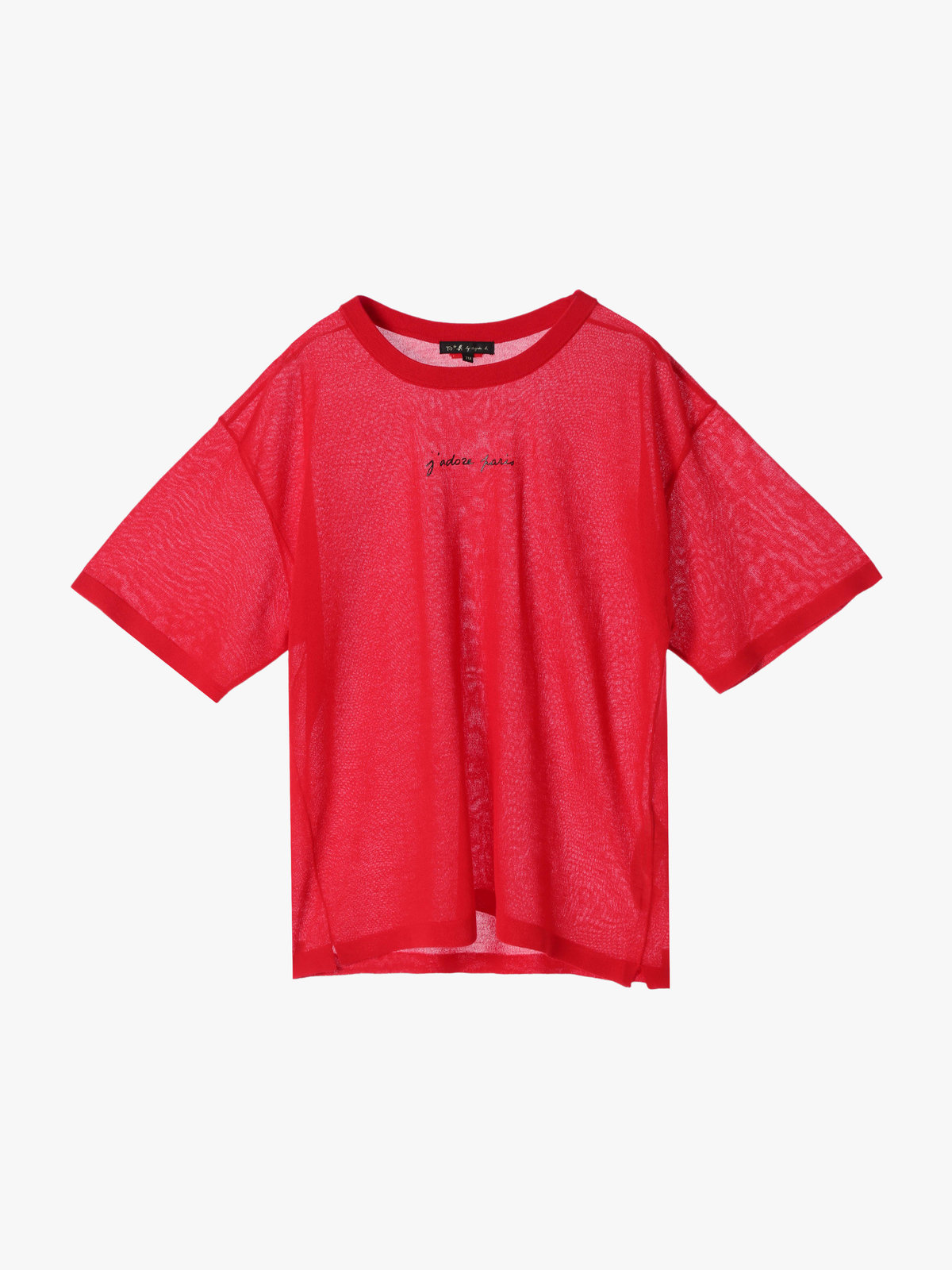 To b. by agnès b. 【Outlet】シアー ニット メッセージ プルオーバー "j'adore paris" レッド