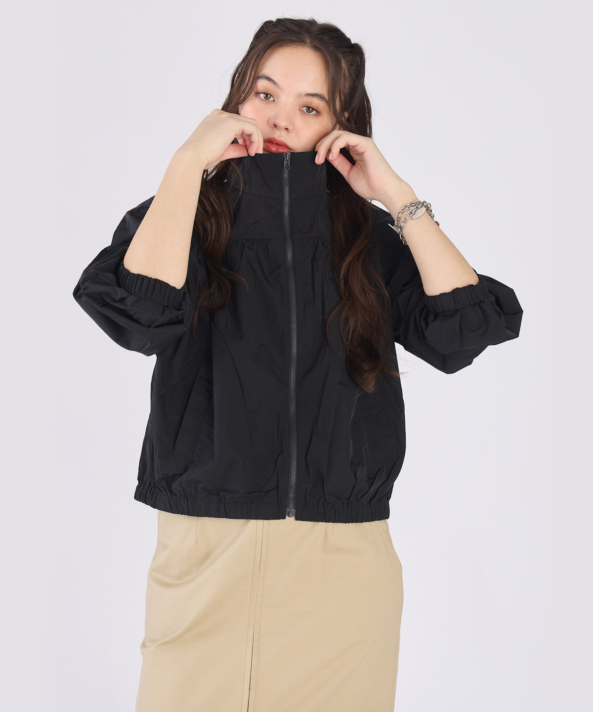 To b. by agnès b. シアーナイロンパフィーブルゾン ブラック