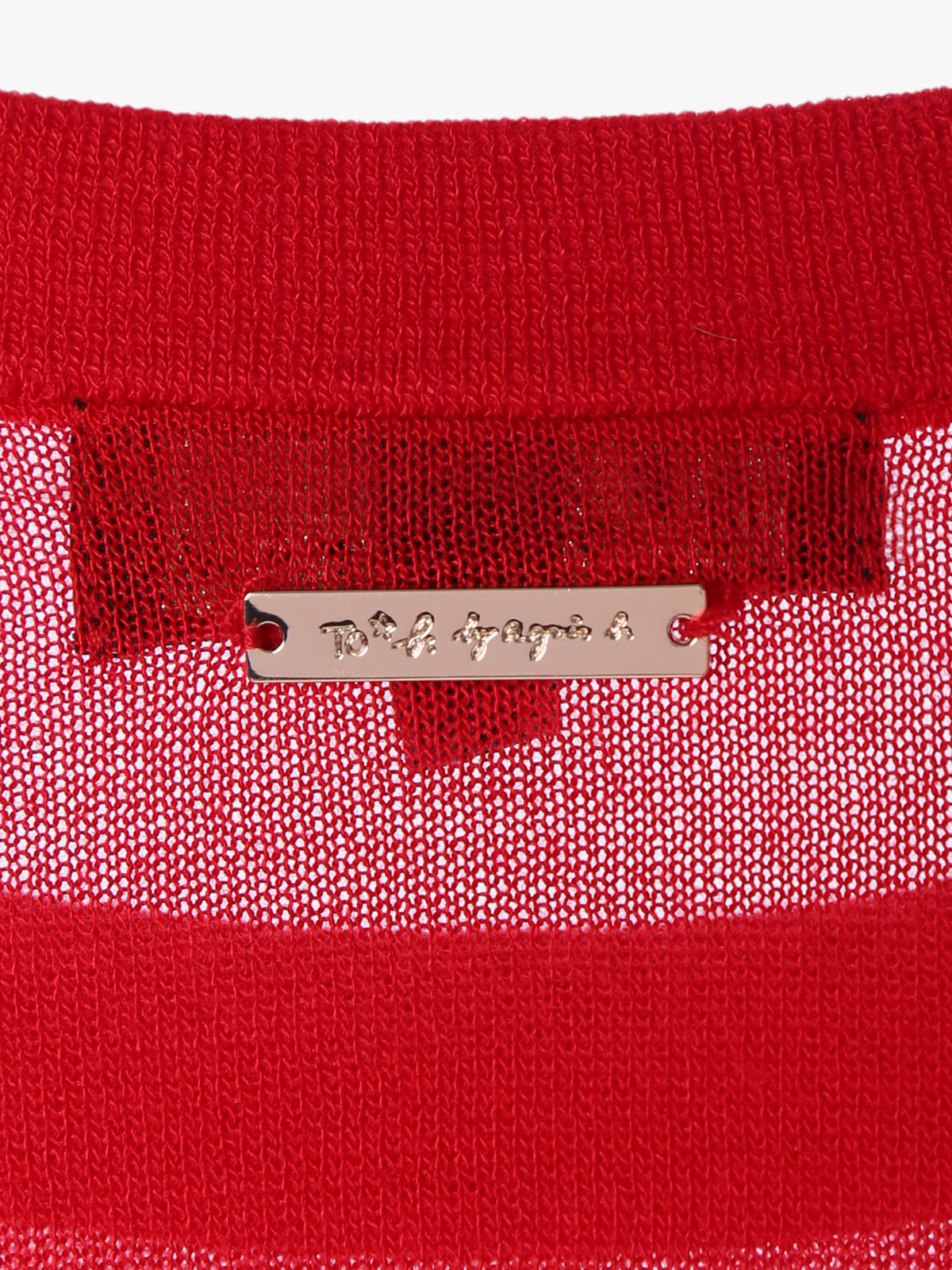 To b. by agnès b. 【Outlet】シアー ニット メッセージ プルオーバー "j'adore paris" レッド