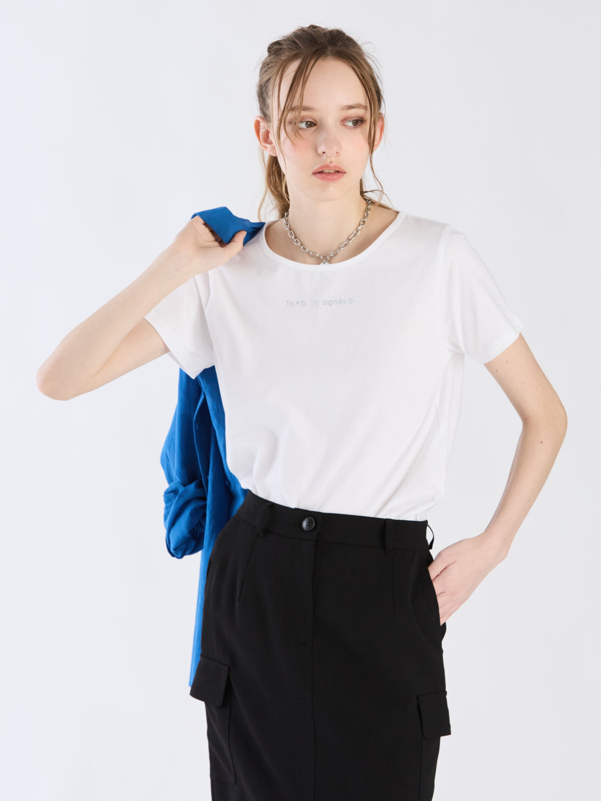 To b. by agnès b. 【Outlet】ロゴフォイルプリントTシャツ ホワイト