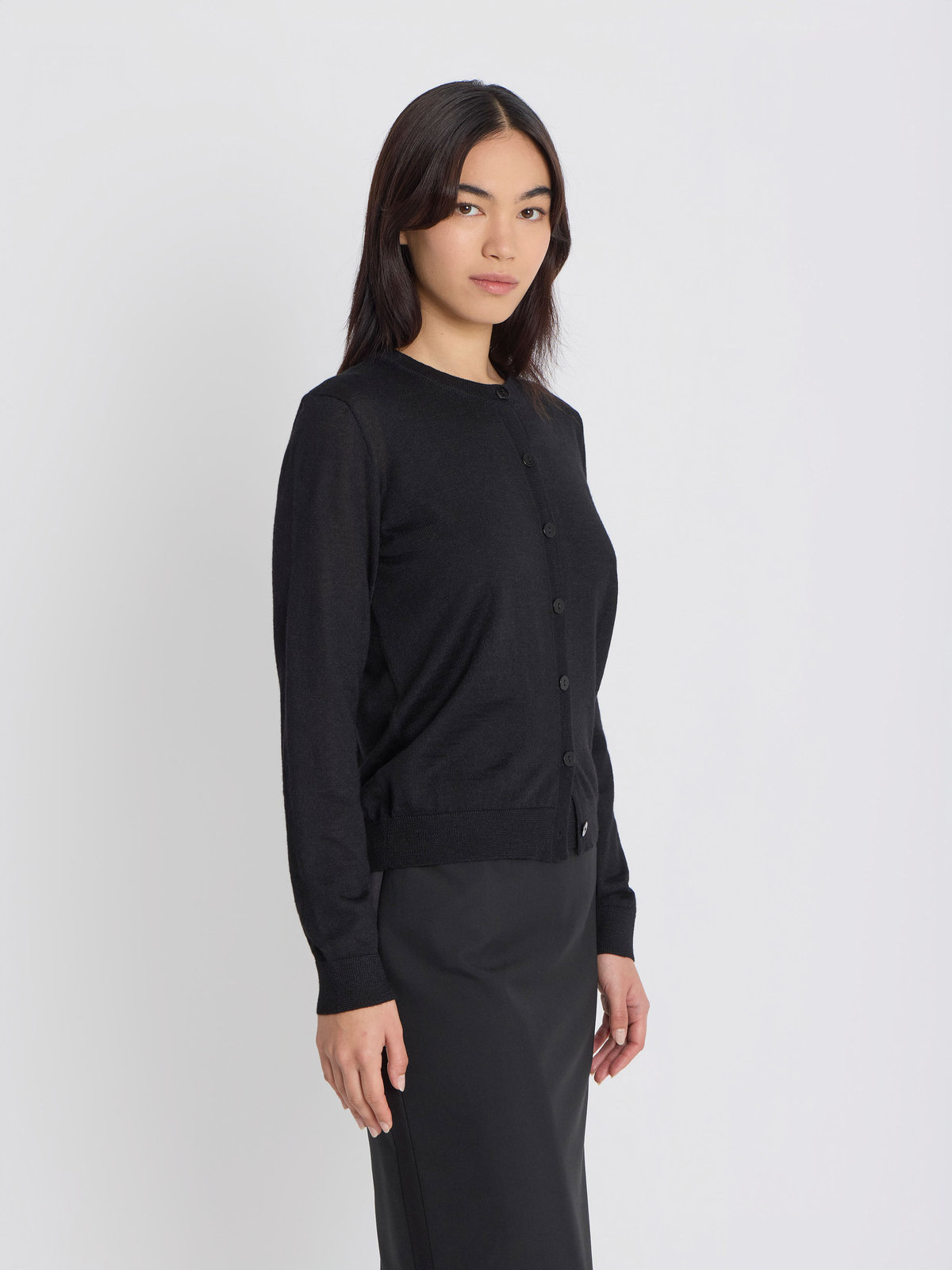 FEMME ウィメンズ アルパカ 長袖 カーディガン "Scilly" ブラック
