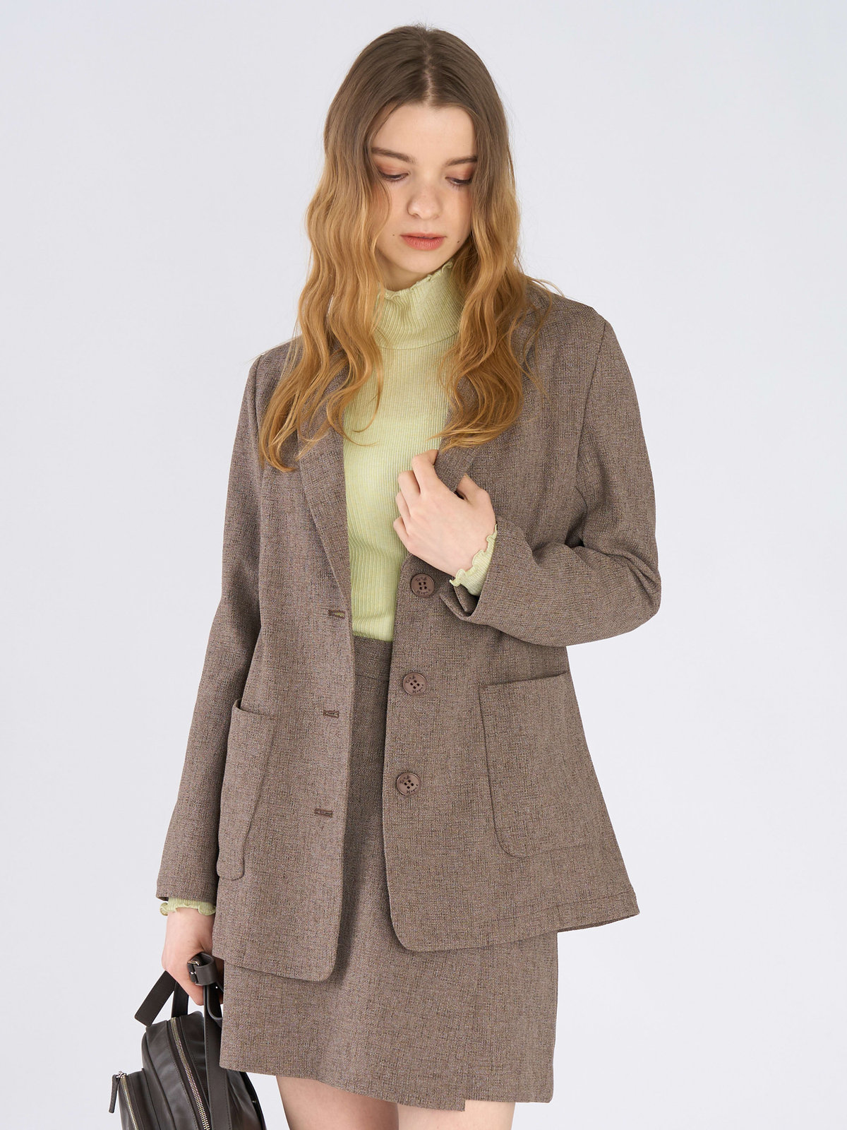 To b. by agnès b. ミックスツイード テーラードジャケット ベージュ