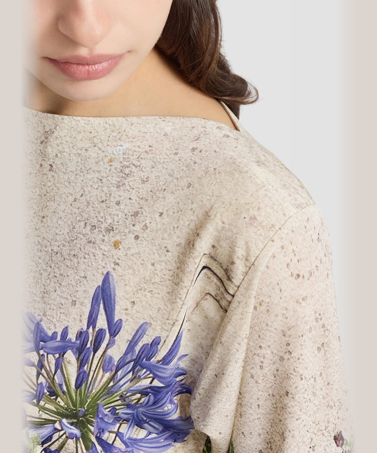 FEMME ウィメンズ フォトプリント ジャージー 長袖 ボートネック Tシャツ "Oceania" マルチ