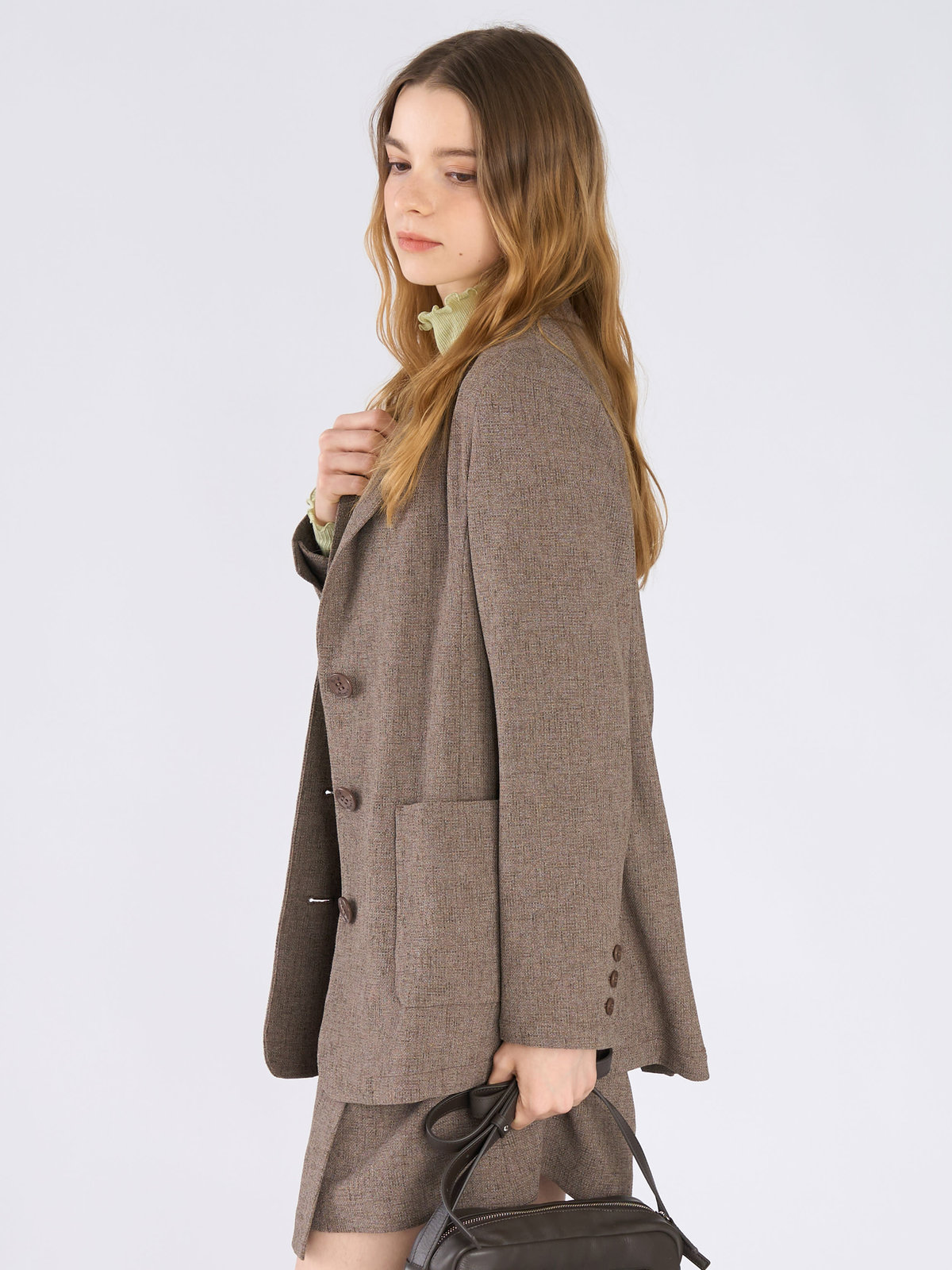 To b. by agnès b. ミックスツイード テーラードジャケット ベージュ