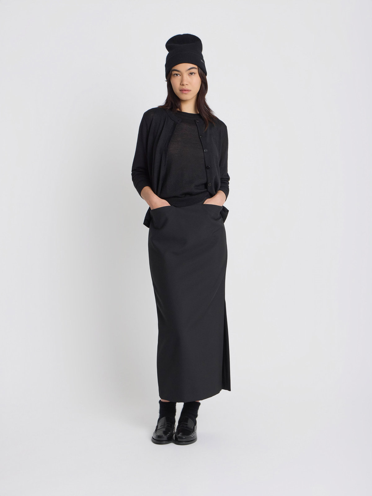 FEMME ウィメンズ アルパカ 長袖 カーディガン "Scilly" ブラック