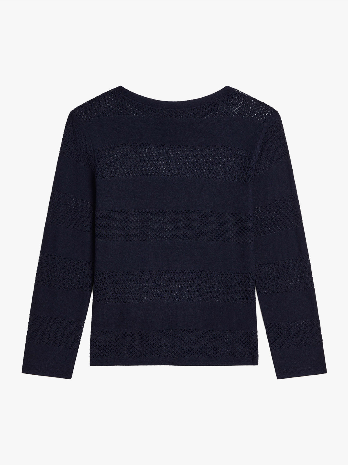 FEMME ウィメンズ 透かし編み ボーダー ボートネック 長袖 ニット プルオーバー ブルー系その他