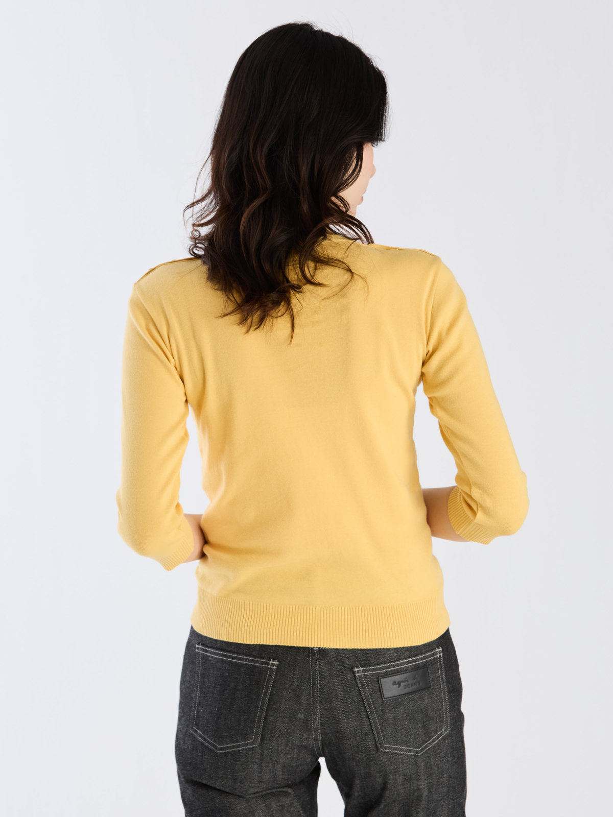 FEMME ウィメンズ 【Outlet】コットン ニット 7分袖 ボートネック プルオーバー "Badiane" イエロー系その他