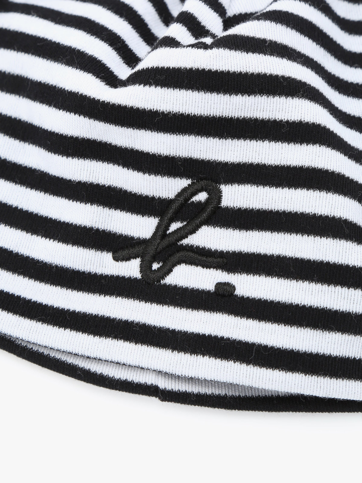 ENFANT ベビー ベビー ”b.”ロゴ 刺繍 細ボーダー コットン ハット ブラック